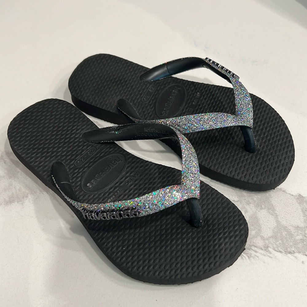 sparkly black havaianas size 25/6